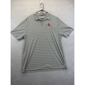 Captivating Louisville Cardinals Lightweight Gray Striped Stretch Golf Polo XXL